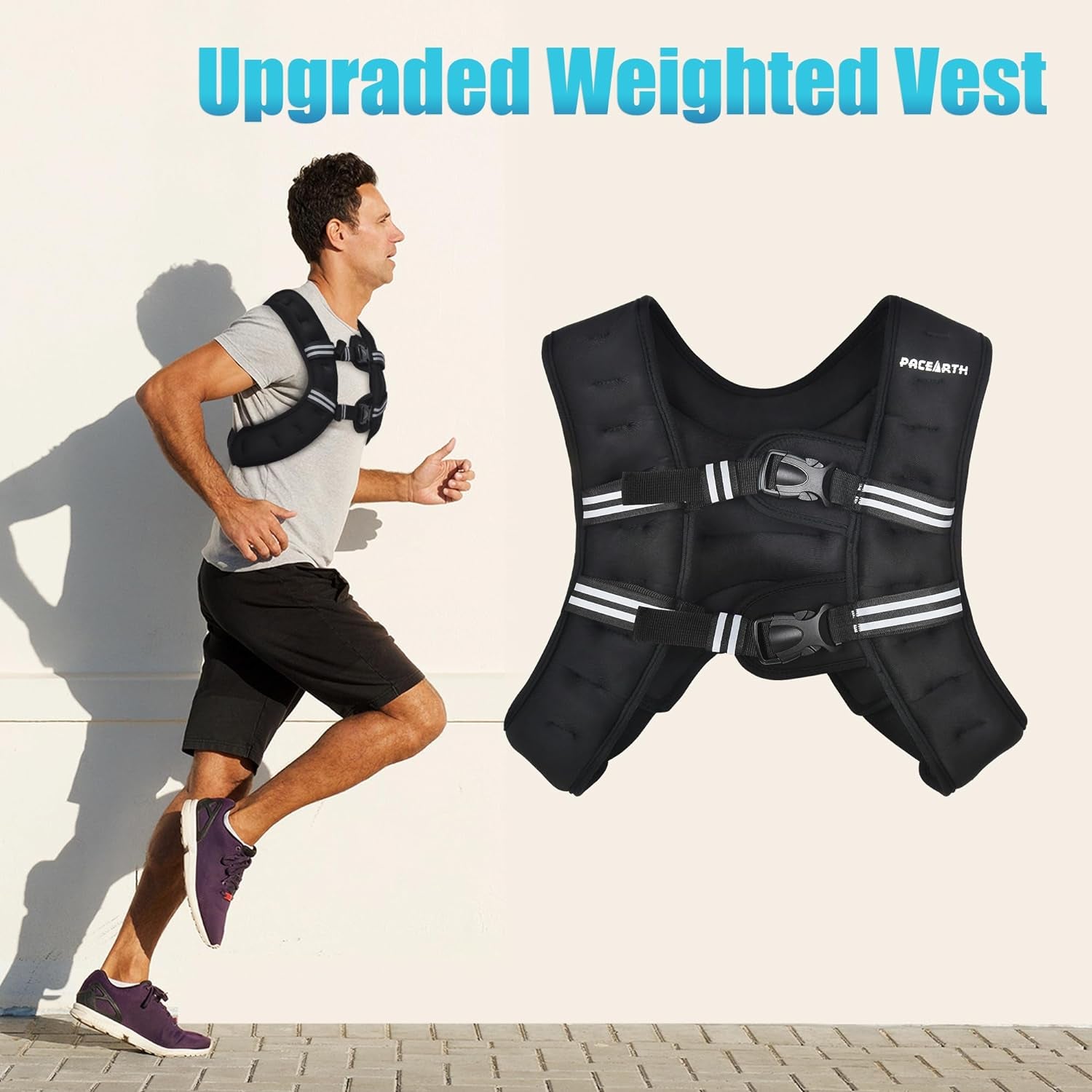 Weighted Vest with Ankle/Wrist Weights 6Lbs-30Lbs Body Weight Vest with Reflective Stripe, Size-Adjustable Workout Equipment for Strength Training, Walking, Jogging, Running for Men Women